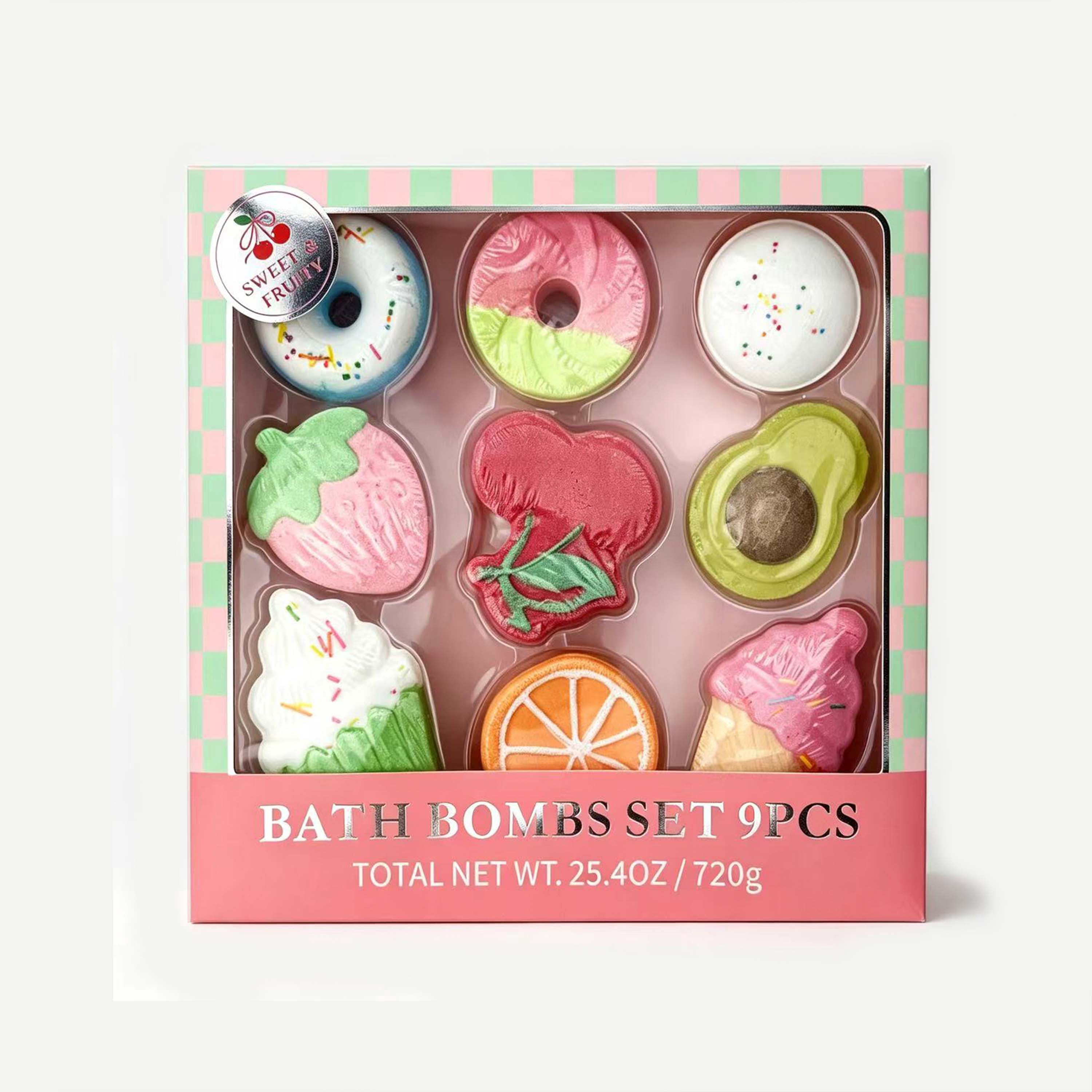 Sweet and Fruity Bath Bomb Set, Assorted Scents, 80 g, 9 Count
