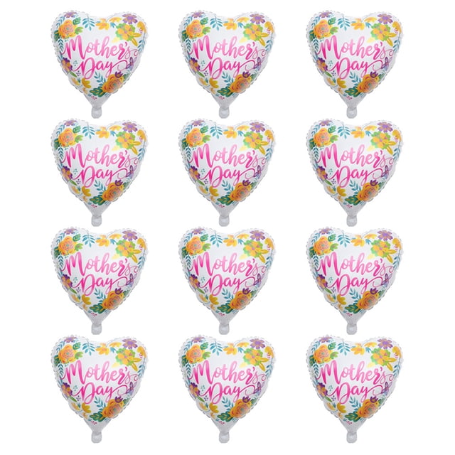 unbranded 12Ud Globos De Aluminio Para Madre Fiesta Con Corazón Multicolor Duraderos