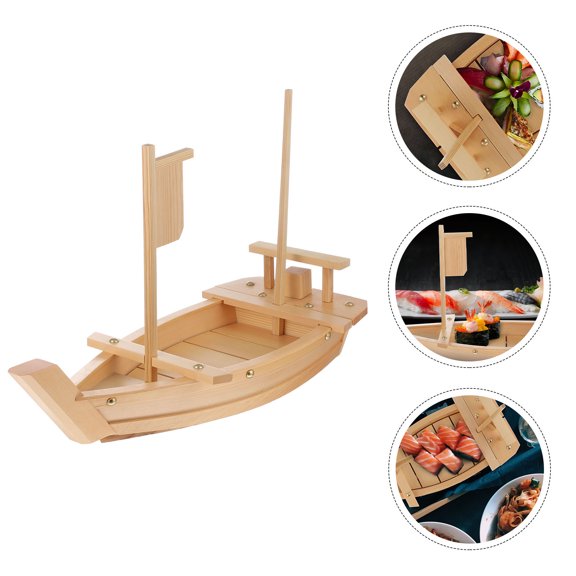 BEADCEST 1Pcs Sushi Boat Plate for Sushi Serving Boat 51.00X36.00X22.00Cm Wood Material in Restaurants