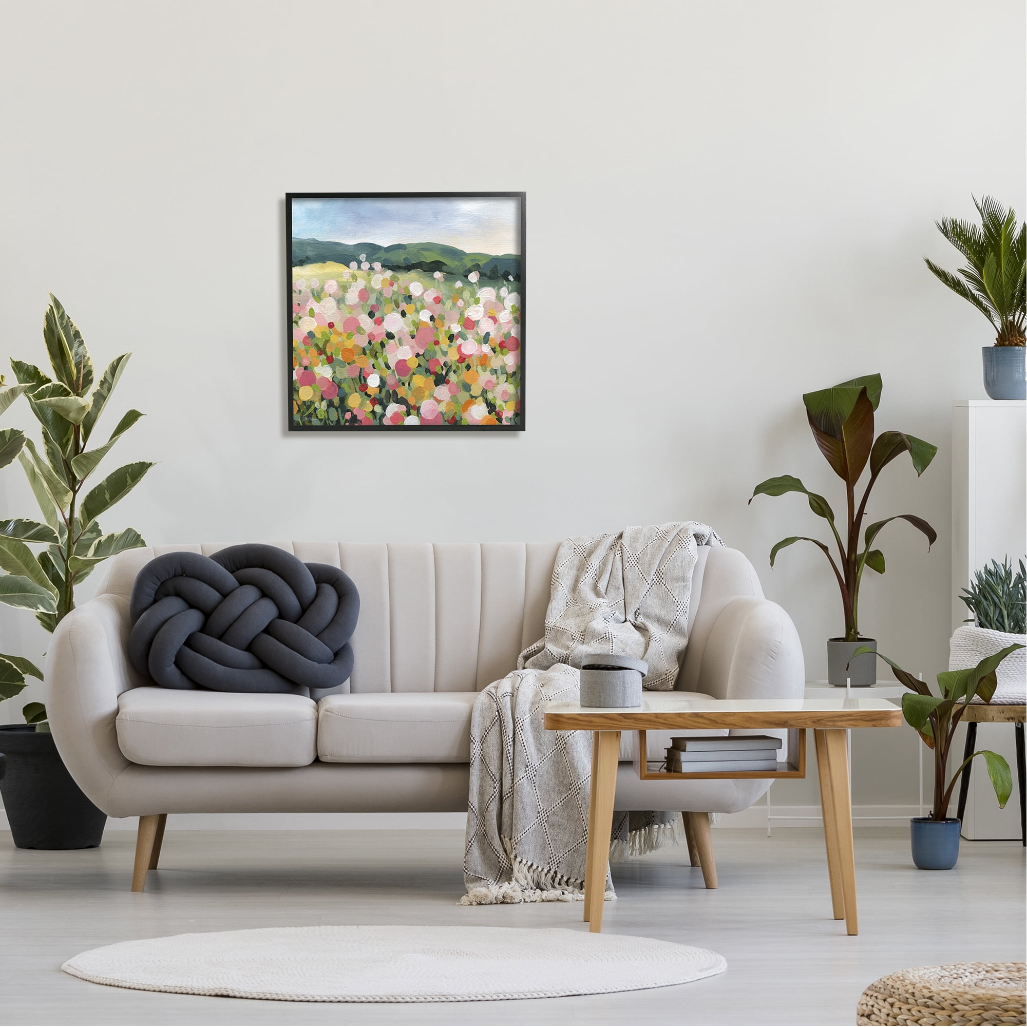 Stupell Industries Meadow Landscape Painting Abstract Painting Black Framed Art Print Wall Art, 24 x 24