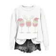 thumbnail image 4 of Womens Christmas Sweatshirt Rhinestone Wine Glass Shirt Cute Crew Neck Sweatshirts Long Sleeve Loose Pullover Holiday Tops for Women, 4 of 5