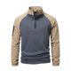thumbnail image 3 of pstuiky manga larga para hombre, Suéter de forro polar con media cremallera y retazos para hombre, manga larga, cuello vuelto, cuello alto, abrigo de medio cuello camisetas de hombre xxl, 3 of 7