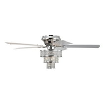 Branson Chrome 52-Inch 3-Light 3-Tier Metal & Crystal Drum Shade Lighted Ceiling Fan