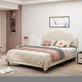 thumbnail image 3 of Queen Size Bed Frame,Upholstered Platform Bed Frame with Adjustable Headboard,Linen Fabric Padded,Modern Simple Style,Easy Assembly,Beige, 3 of 8