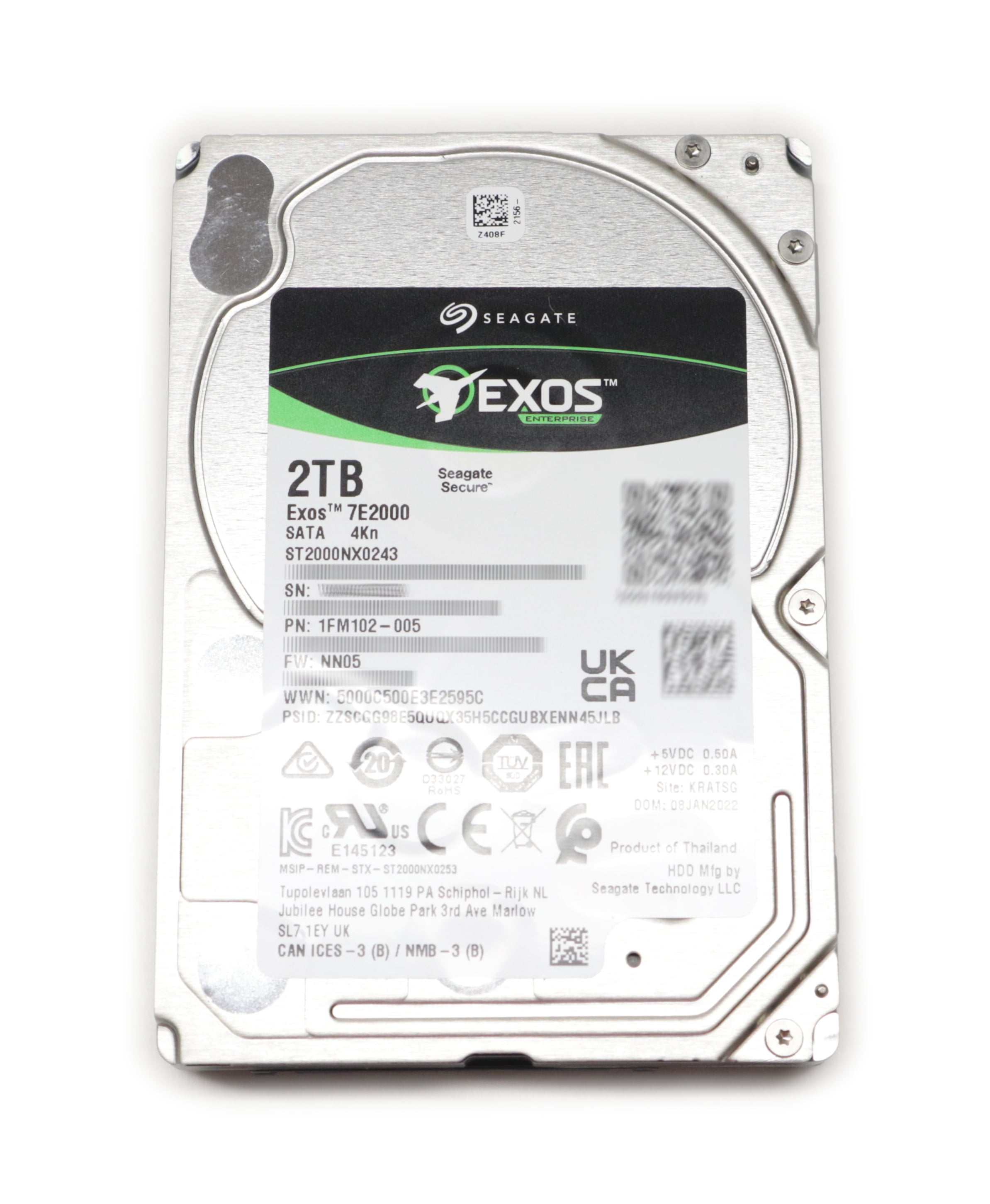 Seagate Exos Enterprise 7E2000 2TB ST2000NX0243 SATA 7200 2.5" SFF ...