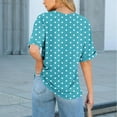 thumbnail image 6 of Bmawag Tops for Women Plus Size Short Sleeve Crew Neck Polka Dot Lightweight Tops Blouses Women's Spring Summer Casual Vacation Leisure Loungewear Light Blue S, 6 of 8