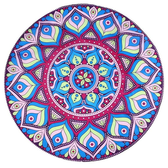 MAYUJIAA Northern Europe Style Round Beach Towel Summer Suncreen Yoga Blanket Mat Wall Decoration(34) HW313-89479