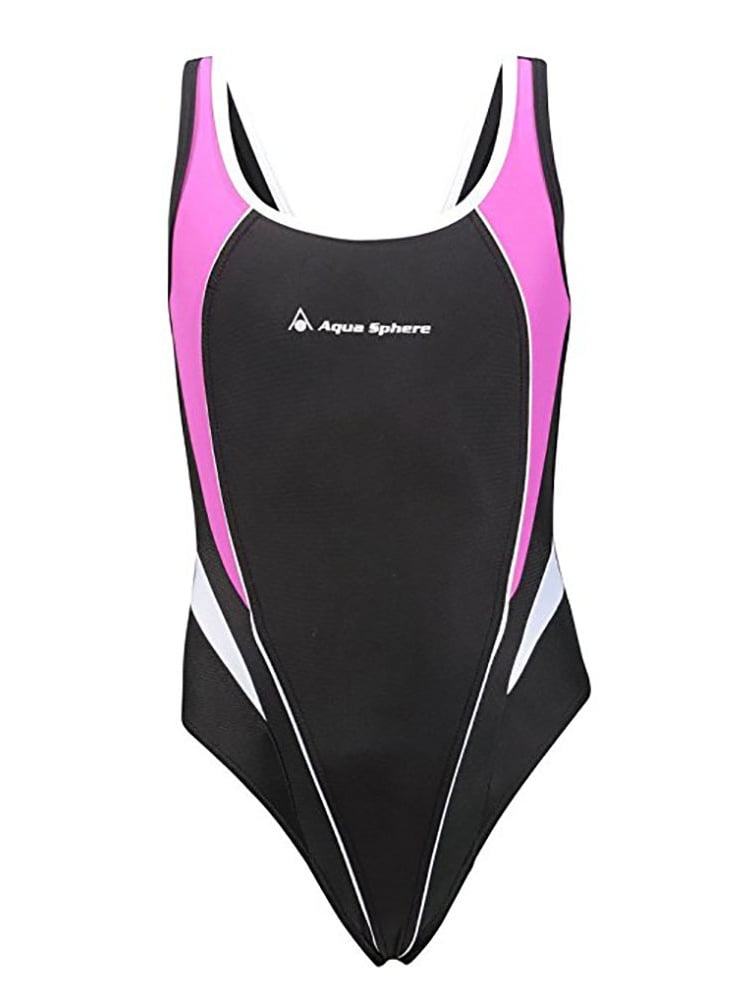 Aqua Sphere Elena Girls Aqua Sphere Open Back Swimsuit, Black/Purple,12Y - Walmart.com