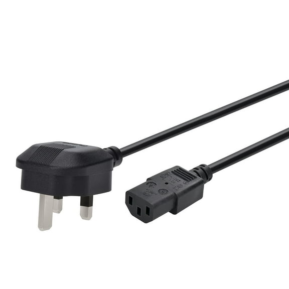 Monoprice Power Cord - 6 Feet - Black | BS 1363 (UK) to IEC 60320 C13, 18AWG, 5A/1250W, 250V, 3-Prong, Fused