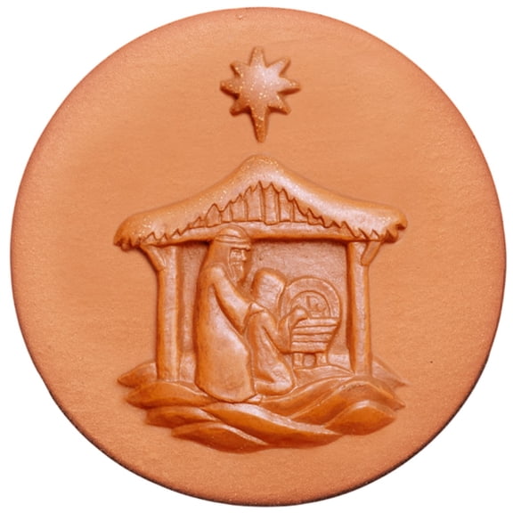 RYCRAFT 2" Round Cookie Stamp with Handle & Recipe Booklet--Nativity