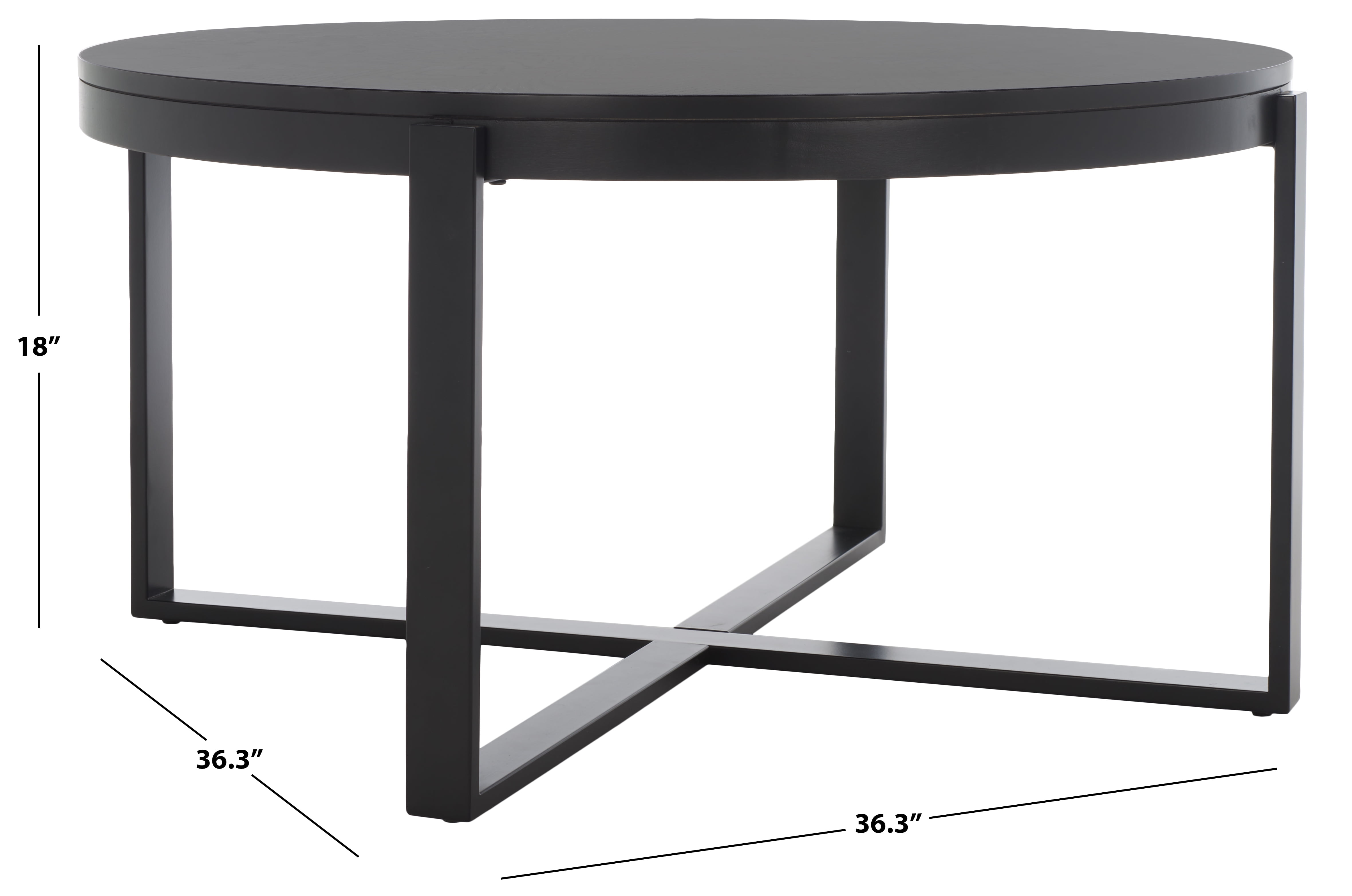 SAFAVIEH Navya Mid-Century Round Coffee Table, Black