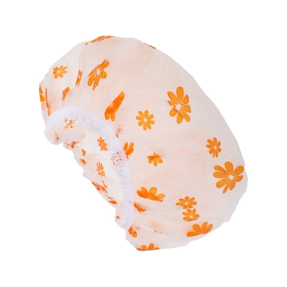 Unique Bargains 1 Pc Women Lightweight Shower Cap for Bathroom Business Travel Orange EVA