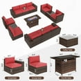 thumbnail image 4 of Sunmthink 13-Piece Outside Rattan Sectional Sofa with Fire Pit Table and 2 Coffee Table, Red, 4 of 9