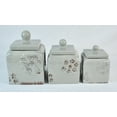 thumbnail image 3 of Floral Grey 10, 9, 8 inch Ceramic Food Storage Canisters Set of 3, (38994), 3 of 4