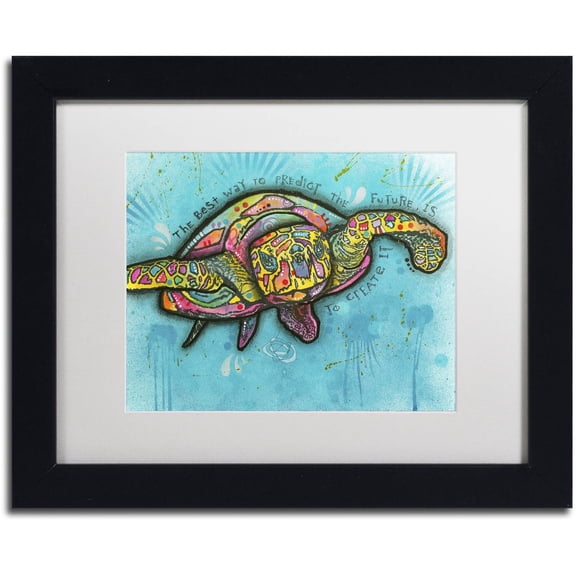 Trademark Fine Art "Turtle" Canvas Art by Dean Russo, White Matte, Black Frame