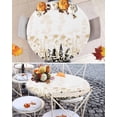 thumbnail image 3 of Round Tablecloth Rustic Field Elastic Edge Fitted Silhouette Flower Herb Plastic Table Cover,Waterproof Oil Proof for Dinner,Outdoor, Picnic, 45"- 54" DIA Tables Cream Black, 3 of 8