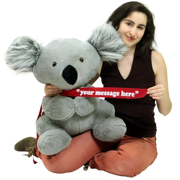 Valentine's Day Personalized Large Stuffed Koala Bear 26 inches Soft Giant Valentine Stuffed Animal with Customizable Removable Ribbon Fully Stuffed & Packed in Big Box Ready to Hug Made in the USA