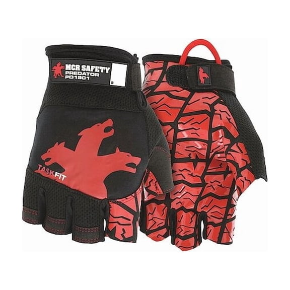 PD1901 Mechanics Gloves, Synthetic Leather Palm, Spandex Back, M, Black