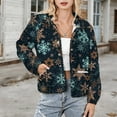thumbnail image 3 of Jackets for Women Winter Coat Jackets Flannel Stand Collar Jacket(Set of Color Snowflakes Christmas,Size:S-4XL), 3 of 7