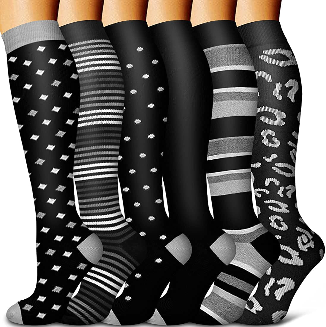 for Best Athletic,Circulation & Recovery 6 Pairs of Man's and Woman's Sports Compression Socks 15-20mmHg 