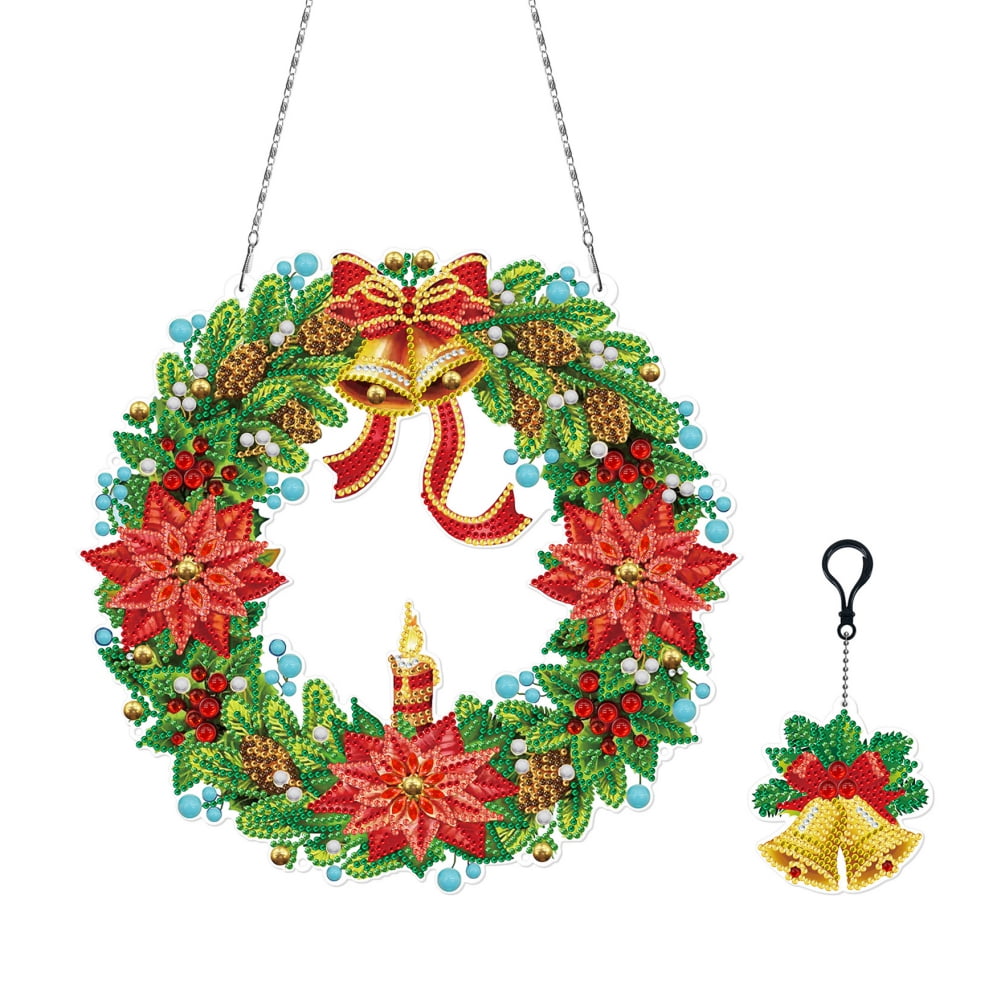  LUSandy DIY 2Pcs 5D Christmas Tree Wreath Diamond