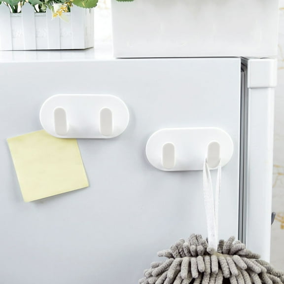 HomeDM Magnetic Key Holder with 2 Hooks for Fridge - Magnetic Hooks for Garage, Kitchen, Refrigerator, No Drilling Hanging Hooks for Towels, Keys