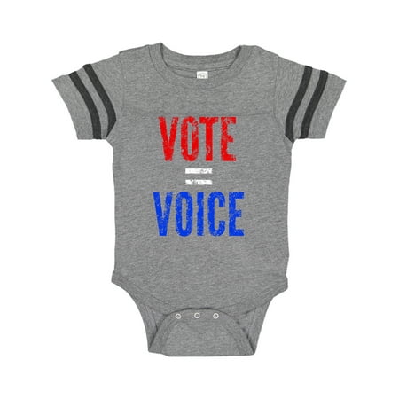 

Inktastic Vote Equals Voice Distressed Red and Blue Text Gift Baby Boy or Baby Girl Bodysuit