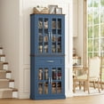 thumbnail image 4 of Homfa 71'' Kitchen Pantry with Adjustable Shelves & Drawer, Freestanding Storage Cabinet with 4 Glass Door for Living Room, Blue, 4 of 7