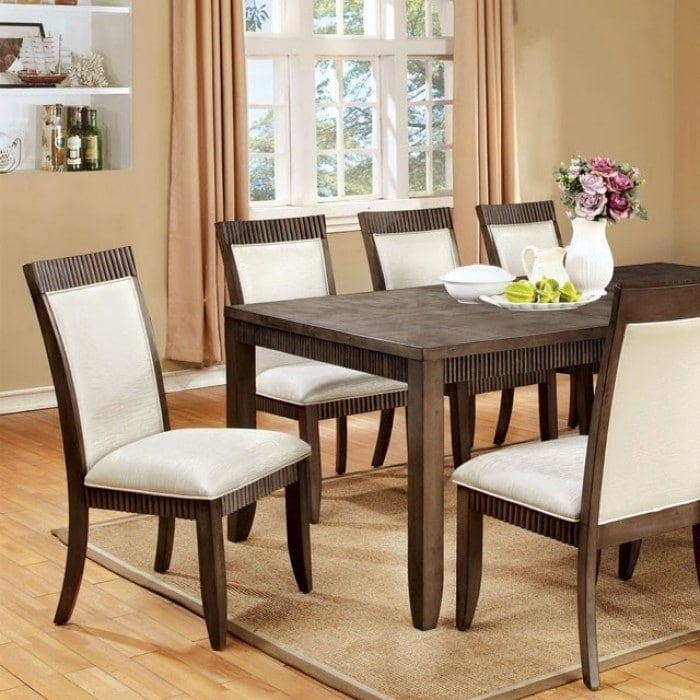 image: Forbes I Transitional Style Dining Table With Itching Border, Gray