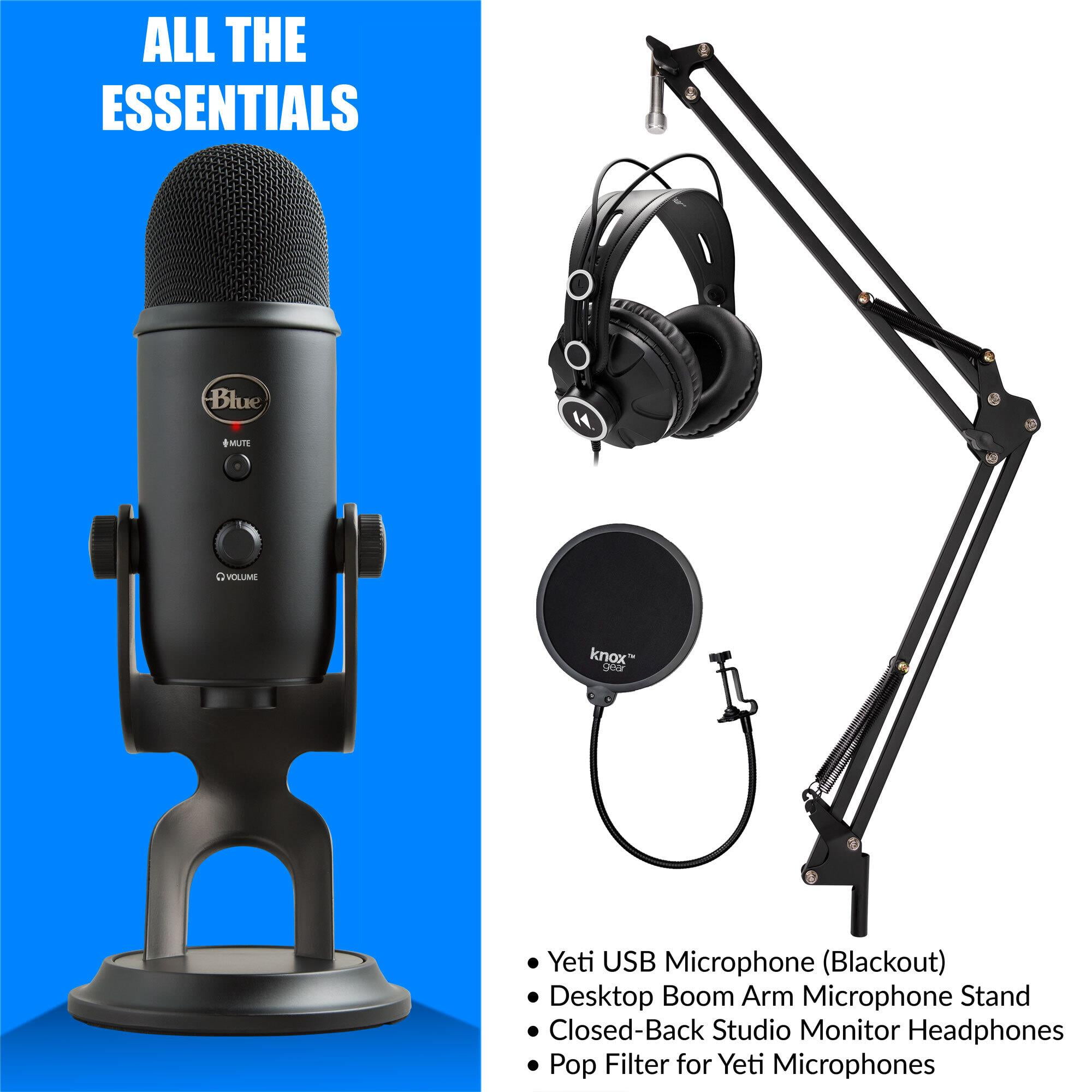 Blue Yeti Nano Premium USB Mic (Black) with Knox Gear Boom Arm