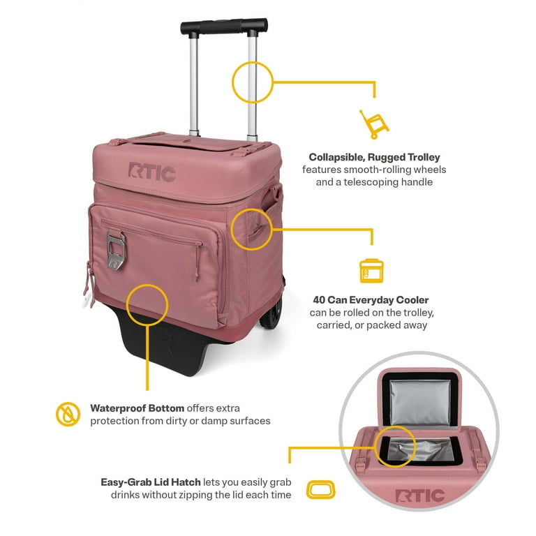 RTIC Everyday Wheeled Cooler, 40 Can Cooler, Collapsible Wheeled