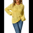 thumbnail image 2 of Suéteres de Mujer de Punto con Cuello Redondo, Informales, de Larga, Estilo Túnica de Otoño. Amarillo S, 2 of 10