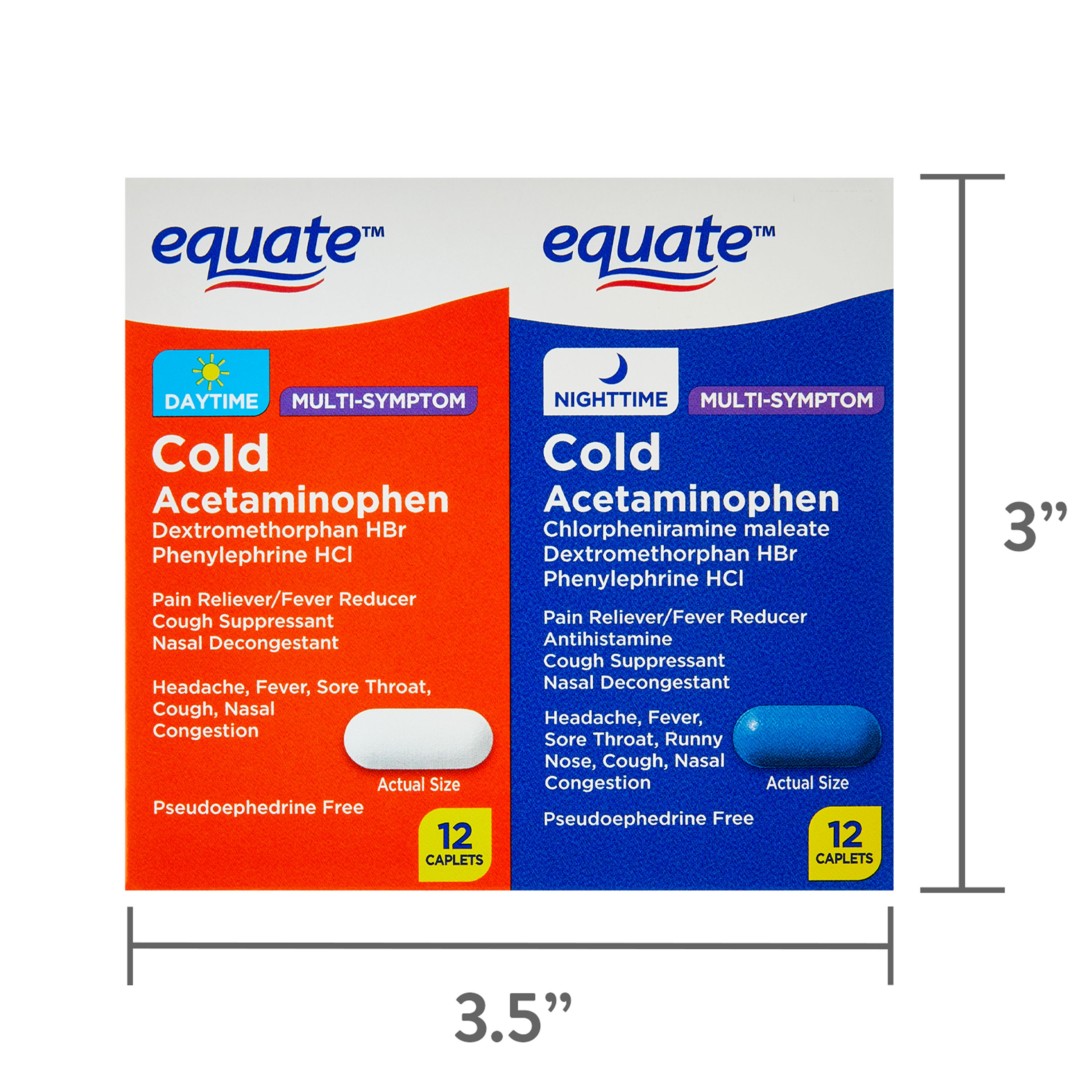 Equate Paquete Combinado de Caplets para Alivio de Resfriado Multi-Síntoma Día y Noche, 24 unidades (2x12 unidades) 8