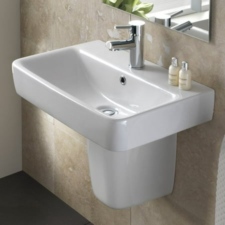 Bissonnet Comprimo Vitreous China 22 Semi Pedestal Bathroom Sink