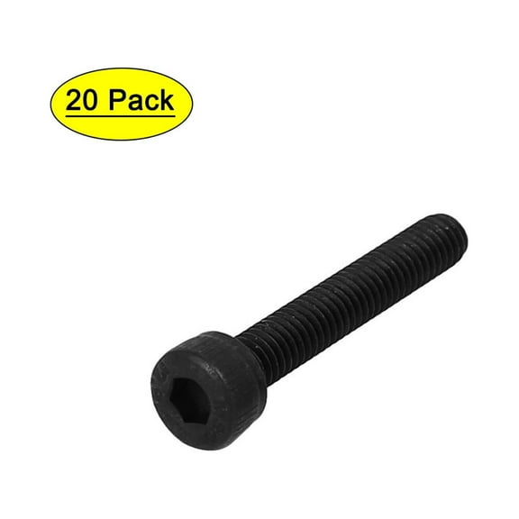 M4 x 25mm Alloy Steel 12.9 Grade Cap Point Hex Socket Head Screw Black 20PCS