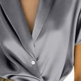 thumbnail image 7 of Kaemgyyd Satin Blouses for Women Business Silk Button Down Shirts Trendy Short Sleeve V Neck Office Work Casual Loose Fit Tops, 7 of 7