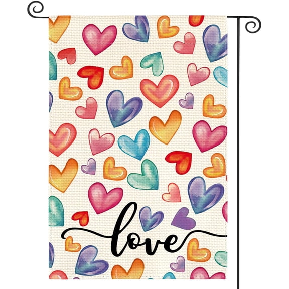 Valentines Day Love Hearts Garden Flag 12x18 Inch Double Sided Rustic Outdoor Yard Decoration