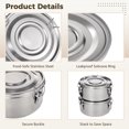 thumbnail image 3 of 4 PCS Stainless Steel Bento Boxes, 22 oz Reusable Food Storage Containers with Leakproof Silicone Ring & Locking Clips, Dishwasher Safe, Stackable Meal Prep Boxes for Fridge, Office, School, Picnic, 3 of 5
