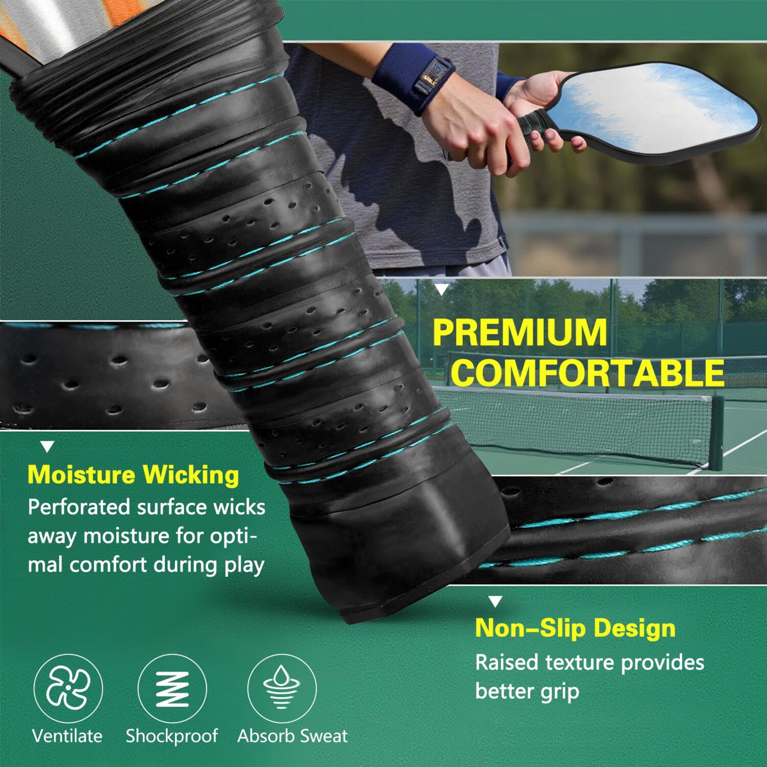 Pickleball Paddles Set Of 2, Fiberglass Surface, Ice Crystal Print, 4 Balls & Bag