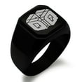 thumbnail image 1 of Stainless Steel Letter Q Initial 3D Cube Box Monogram Engraved Engraved Square Flat Top Biker Style Polished Signet Ring, 1 of 1