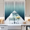 thumbnail image 4 of Grey Turquoise Swag Valances for Windows 2 Pack Stripe Gradient Swag Kitchen Curtains 36 Inches Long Rod Pocket Short Window Treatment for Kitchen Bathroom 28"x36", 4 of 8