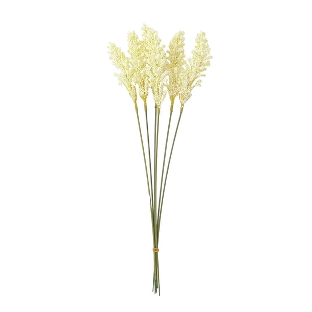 Wosthever Ramo de flores de hierba de trigo Artificial, 6 uds., simulación de mano pequeña y fresca, artesanía de trigo, accesorios de decoración para Plantas Artificiales blanco Wosthever HA7512-01B