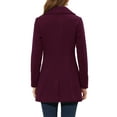 thumbnail image 3 of INSPIRE CHIC Women's Shawl Collar Single Breasted Mid-Thigh Winter Overcoat M Purplish Red, 3 of 7