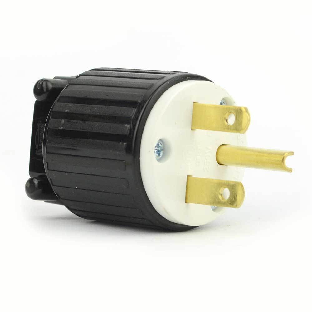 Double Straight Electrical Plug 3 Wire, 15 Amps, 250V, NEMA 615P