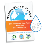 TerraSlate Waterproof Paper | 8 Mil 80lb Cover | 8.5" x 11" Letter Size | Waterproof Laser Printer Copy Paper | 1000 Sheets
