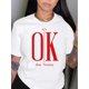 thumbnail image 2 of Camisetas divertidas para mujer, con estampado de animales, manga corta, cuello redondo, para verano, casual, holgadas, ligerasWomen's Casual Short Sleeve T-Shirt with "It's OK Don't Worry" Letter P, 2 of 8