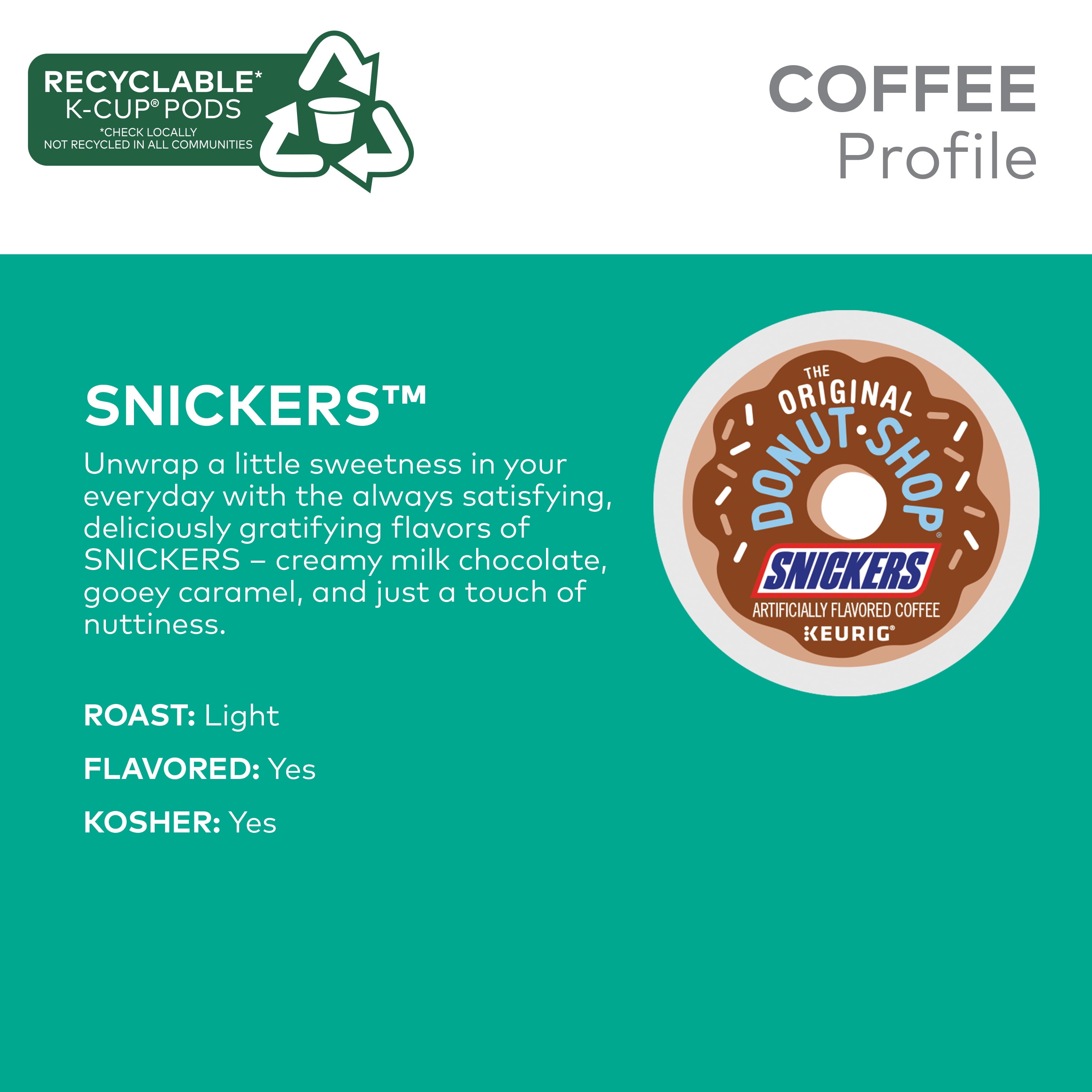 The Original Donut Shop, Snickers Flavored K-Cup Coffee Pods, 24 Count 