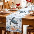 thumbnail image 5 of Sea Turtle Coastal Table Runner 72 Inches, Summer Coral Starfish Nautical Blue Ombre Bed Runner Dresser Scarves Tabletop for Indoor Outdoor Parties/Ceremony/Banquet, 14" x 72", 5 of 9