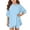 Light Blue, variant on KVPLBQFD Girls 2 Piece Summer Outfits Kids Oversized Side Split Short Sleeve Shirts Matching Biker Shorts Lounge Set Indoor Lightweight Teen Girl Clothes