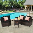 thumbnail image 3 of Gymax 4PCS Patio Furniture Set Outdoor Rattan Sectional Sofa Set w/ Black Cushions, 3 of 10
